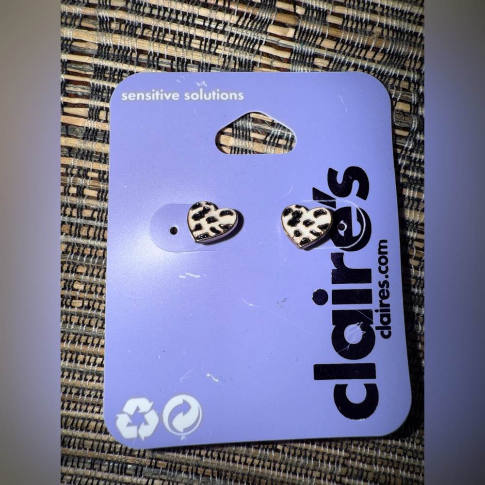 Stud Cow Print Cowboy Earring Heart ‎ Pierced Ear